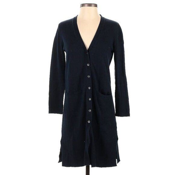 J Jill Duster Cardigan Womens S Petite‎ Black Capsule Minimalist Preppy Academia - Picture 1 of 13
